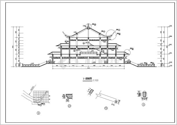 桂林七层框架结构仿古塔建筑设计施工图