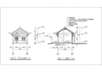 某公园仿古建筑公厕设计cad全套建筑施工图(含设计说明,含结构设计)